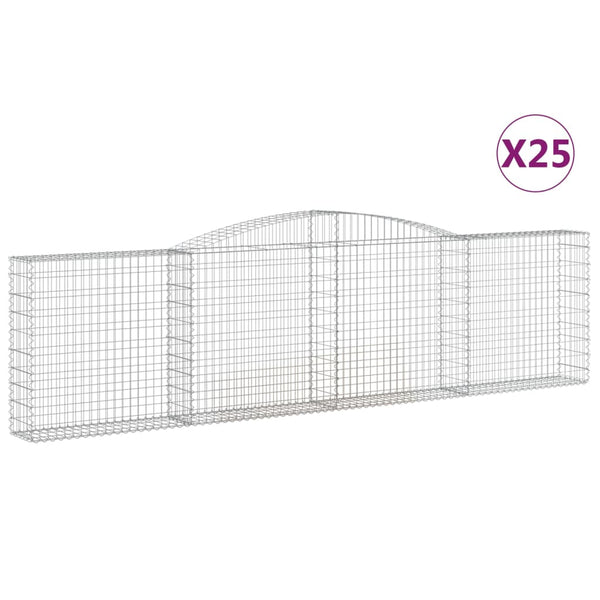 vidaXL Gabions with Arch 25 pcs 400x30x100/120 cm Galvanized Iron