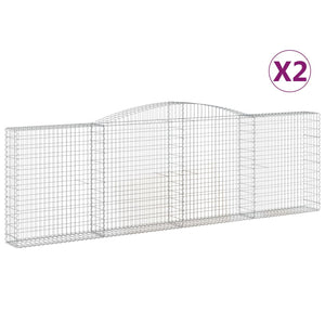 vidaXL Gabions with Arch Top 2 pcs. 400x30x120/140cm Galvanized Iron