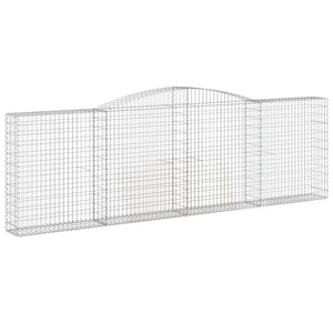 vidaXL Gabion Baskets with Arched Top 3 pcs. 400x30x120/140cm Galvanized Iron