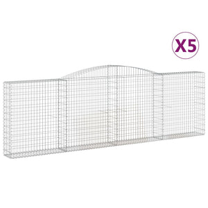 vidaXL Gabions with Arch 5 pcs. 400x30x120/140cm Galvanised Iron