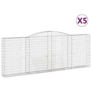 vidaXL Gabion Baskets with Arched Top 5 pcs 400x30x140/160 cm Galvanized Iron