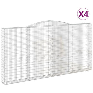 vidaXL Gabions with Arch Top 4 pcs 400x30x200/220cm Galvanized Iron