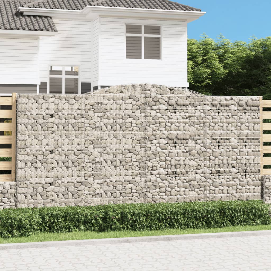 vidaXL Gabions with Arch Top 4 pcs 400x30x200/220cm Galvanized Iron