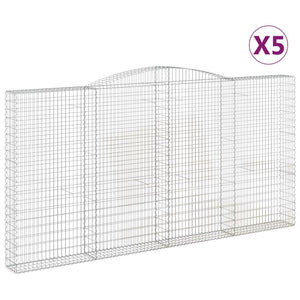 vidaXL Gabion Baskets with High Arch 5 pcs. 400x30x200/220cm Galvanized Iron