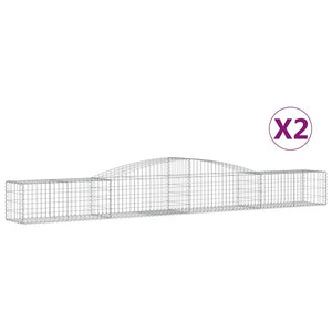 Gabionen mit Hochbogen 2 Stk. 400x50x40/60cm Verzinktes Eisen