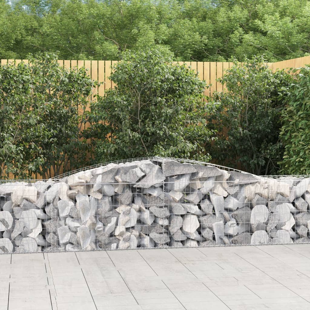 Gabionen mit Hochbogen 6 Stk. 400x50x60/80cm Verzinktes Eisen