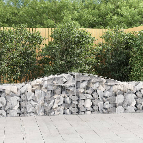 Gabionen mit Hochbogen 6 Stk. 400x50x60/80cm Verzinktes Eisen