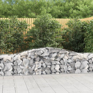 Gabionen mit Hochbogen 7 Stk. 400x50x60/80cm Verzinktes Eisen