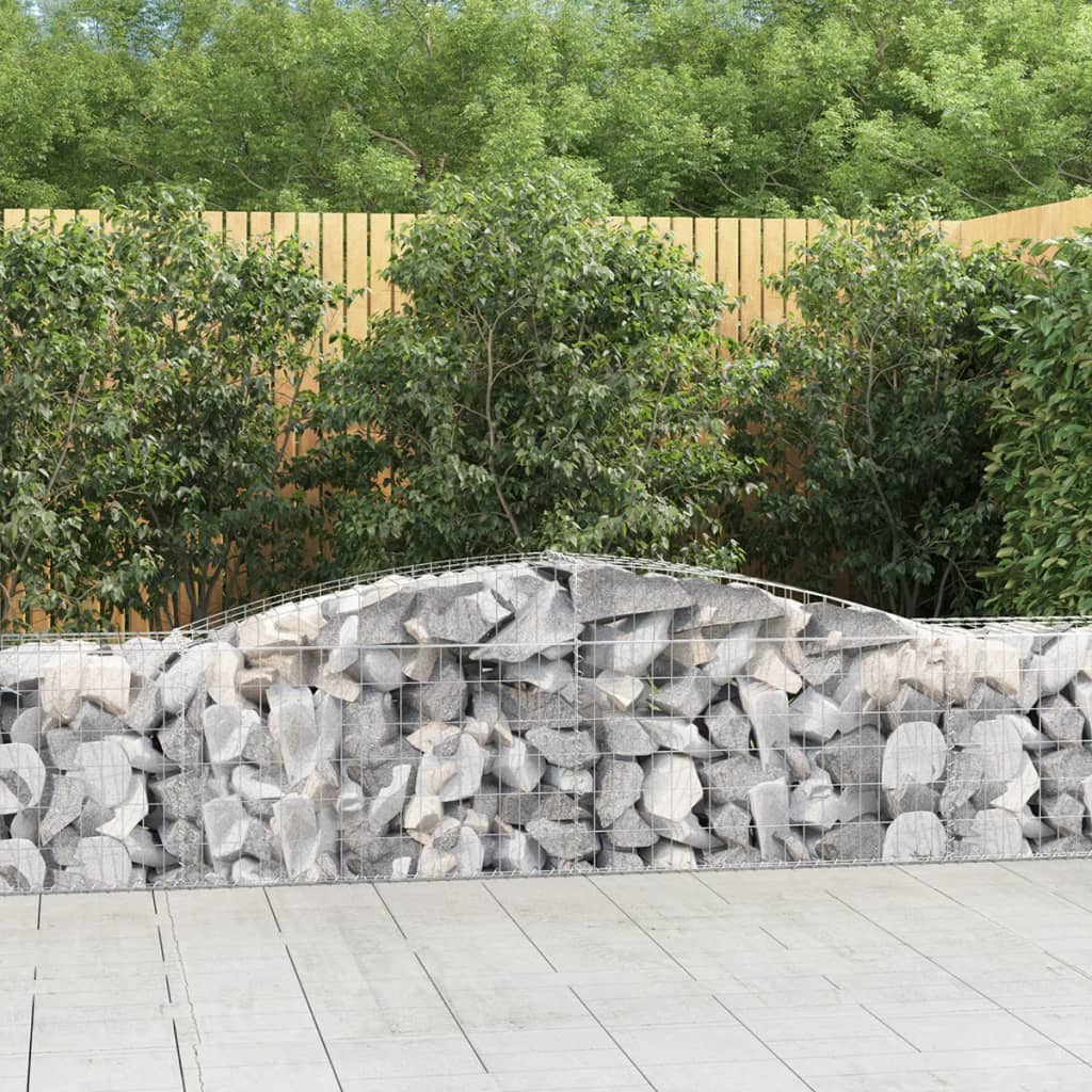 Gabionen mit Hochbogen 7 Stk. 400x50x60/80cm Verzinktes Eisen