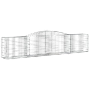 Gabionen mit Hochbogen 2 Stk. 400x50x80/100cm Verzinktes Eisen
