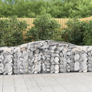 Gabionen mit Hochbogen 5 Stk. 400x50x80/100cm Verzinktes Eisen