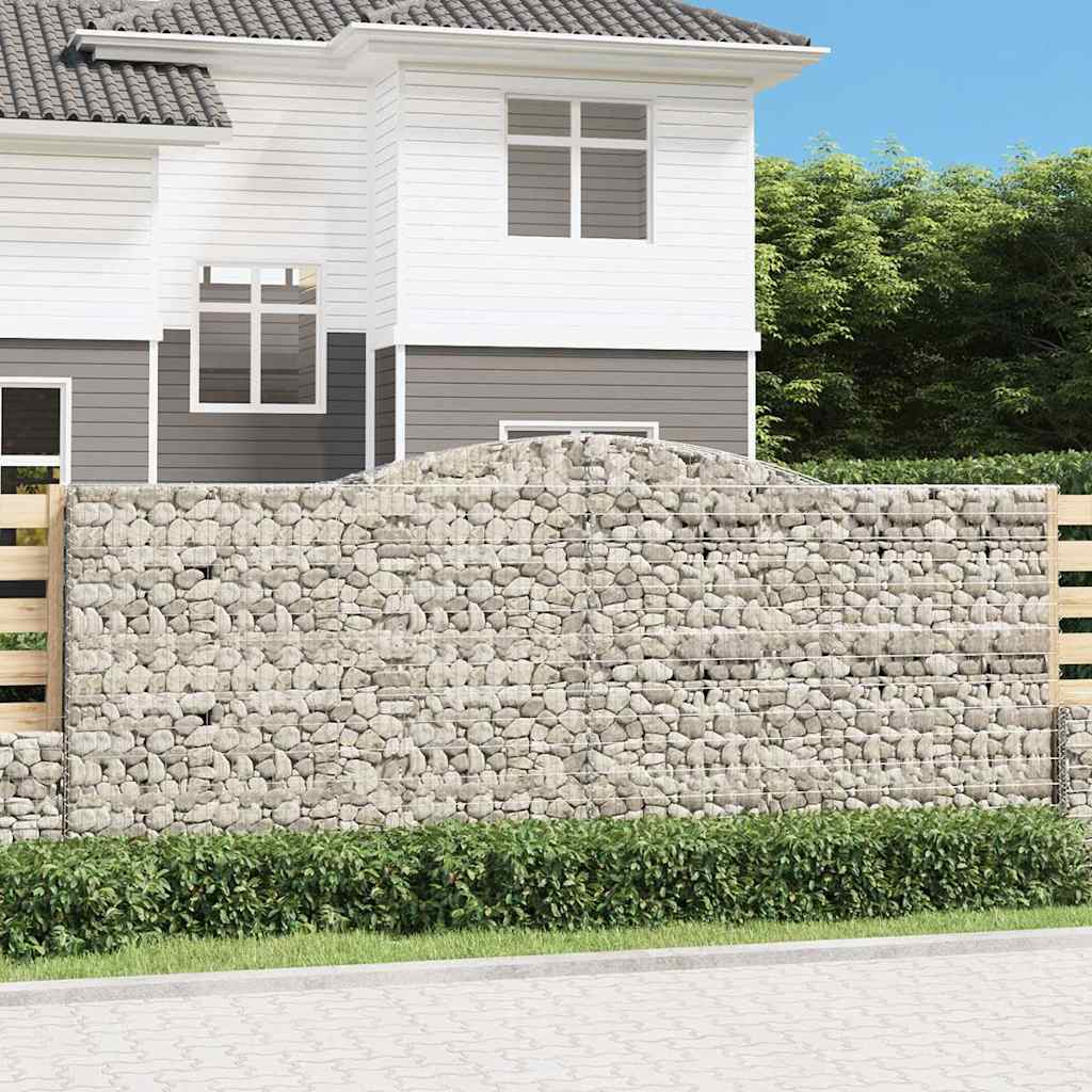 vidaXL Gabion Baskets with Arched Top 25 pcs 400x50x160/180cm Galvanized Iron