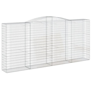 vidaXL Gabion Baskets with Arched Top 2 pcs. 400x50x180/200cm Galvanized Iron