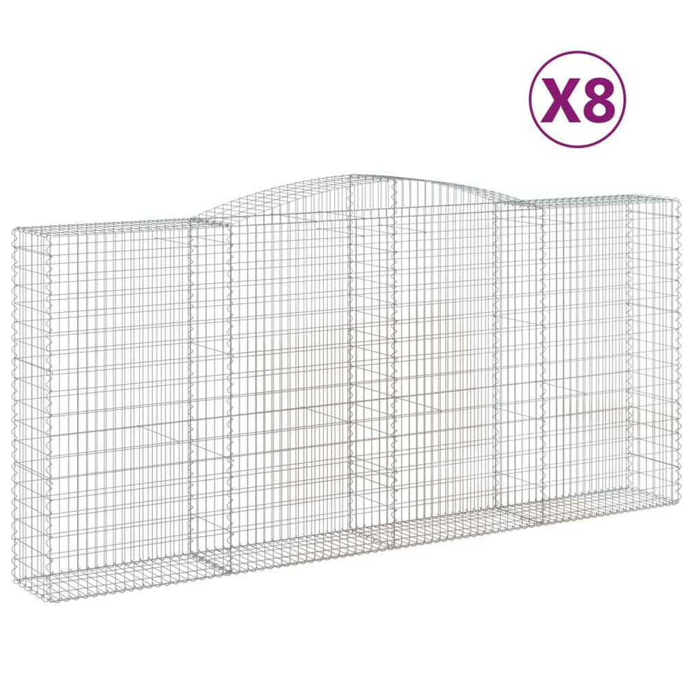 vidaXL Gabions with Arch 8 pcs. 400x50x180/200cm Galvanized Iron