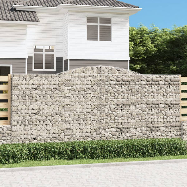 vidaXL Gabion Baskets with High Arch 9 pcs 400x50x180/200cm Galvanized Iron