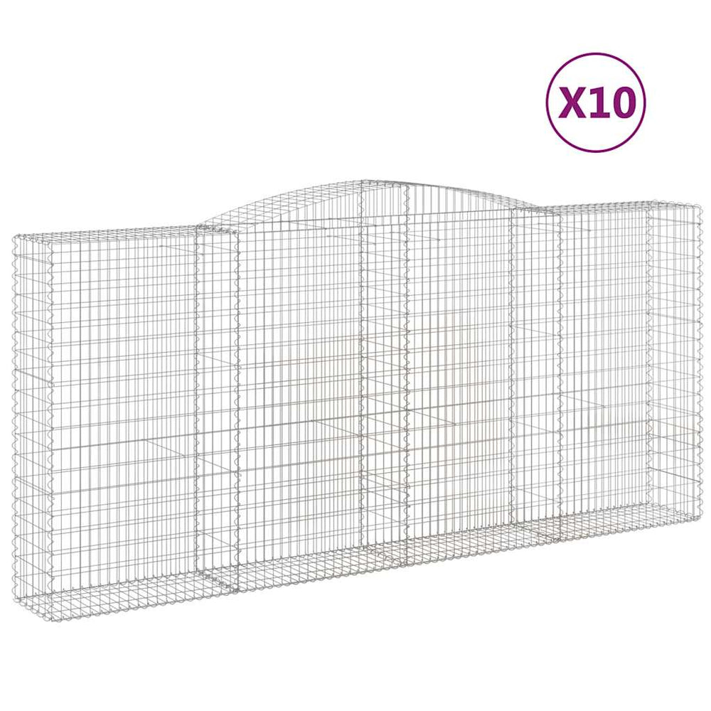 vidaXL Gabions with High Arch 10 pcs 400x50x180/200cm Galvanized Iron