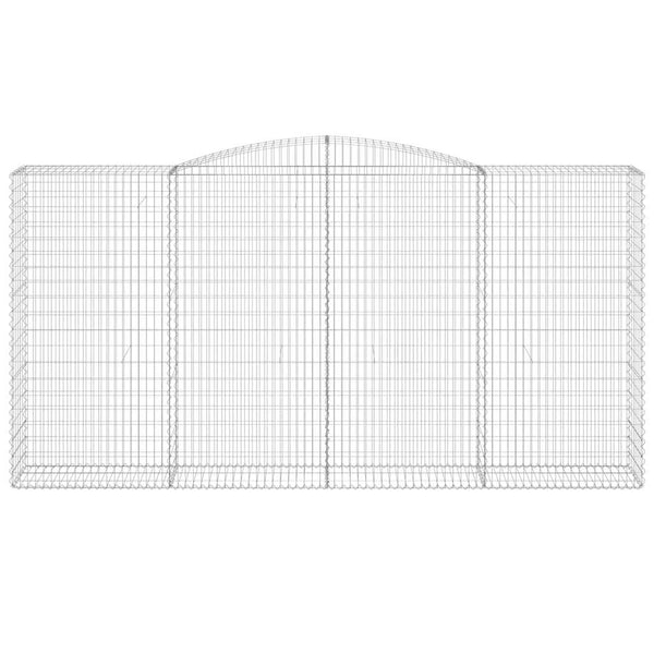 Gabionen mit Hochbogen 10Stk. 400x50x200/220cm Verzinktes Eisen