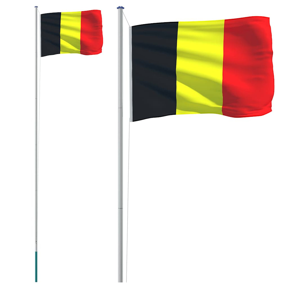 vidaXL Belgian Flag with Pole 6.08 m Aluminum