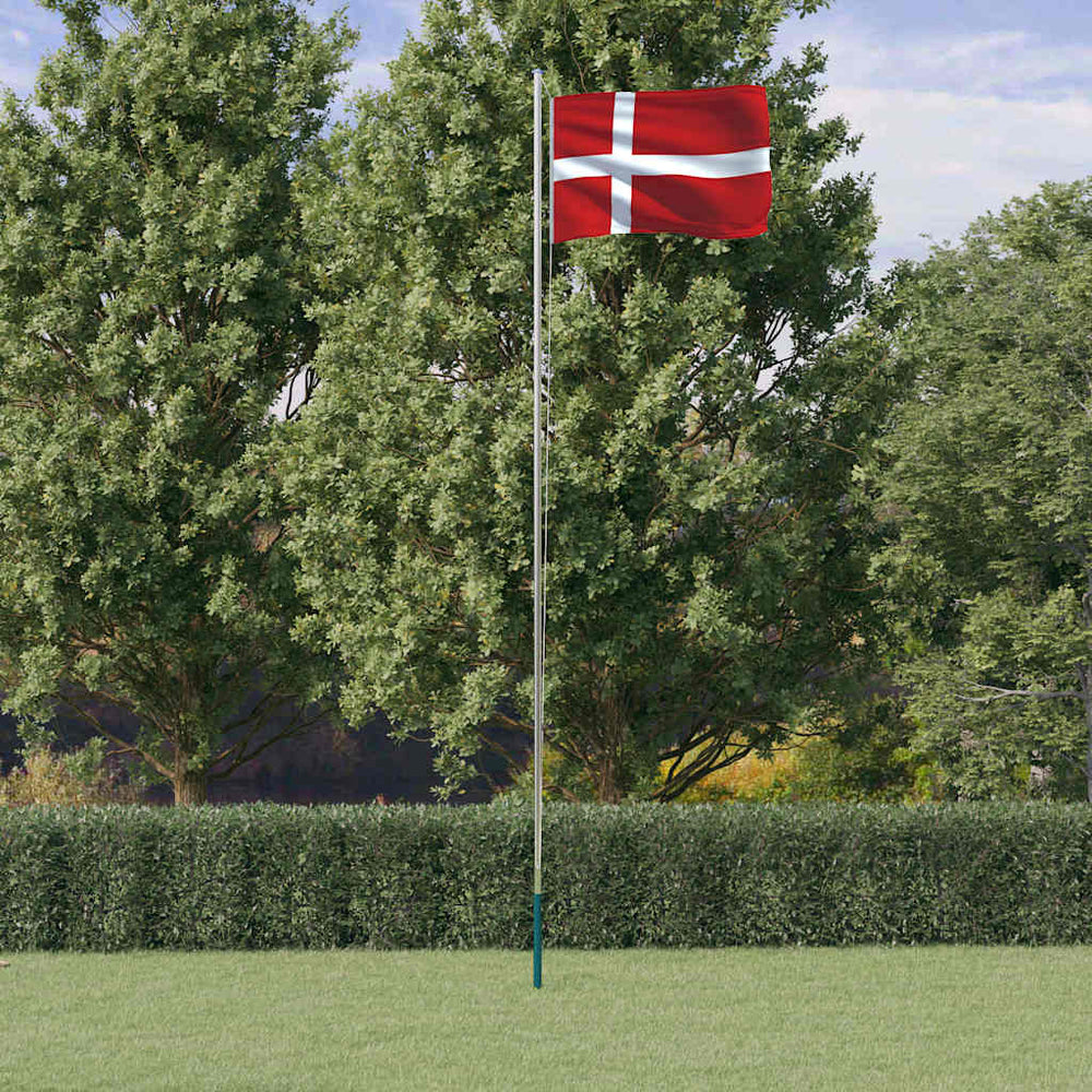 vidaXL Denmark Flag with Pole 6.08 m Aluminium