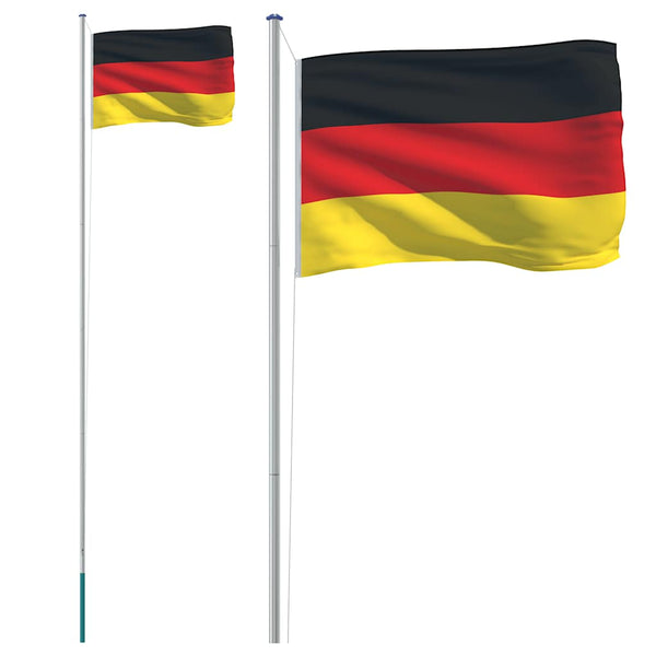 vidaXL German Flag with Mast 6.08 m Aluminum