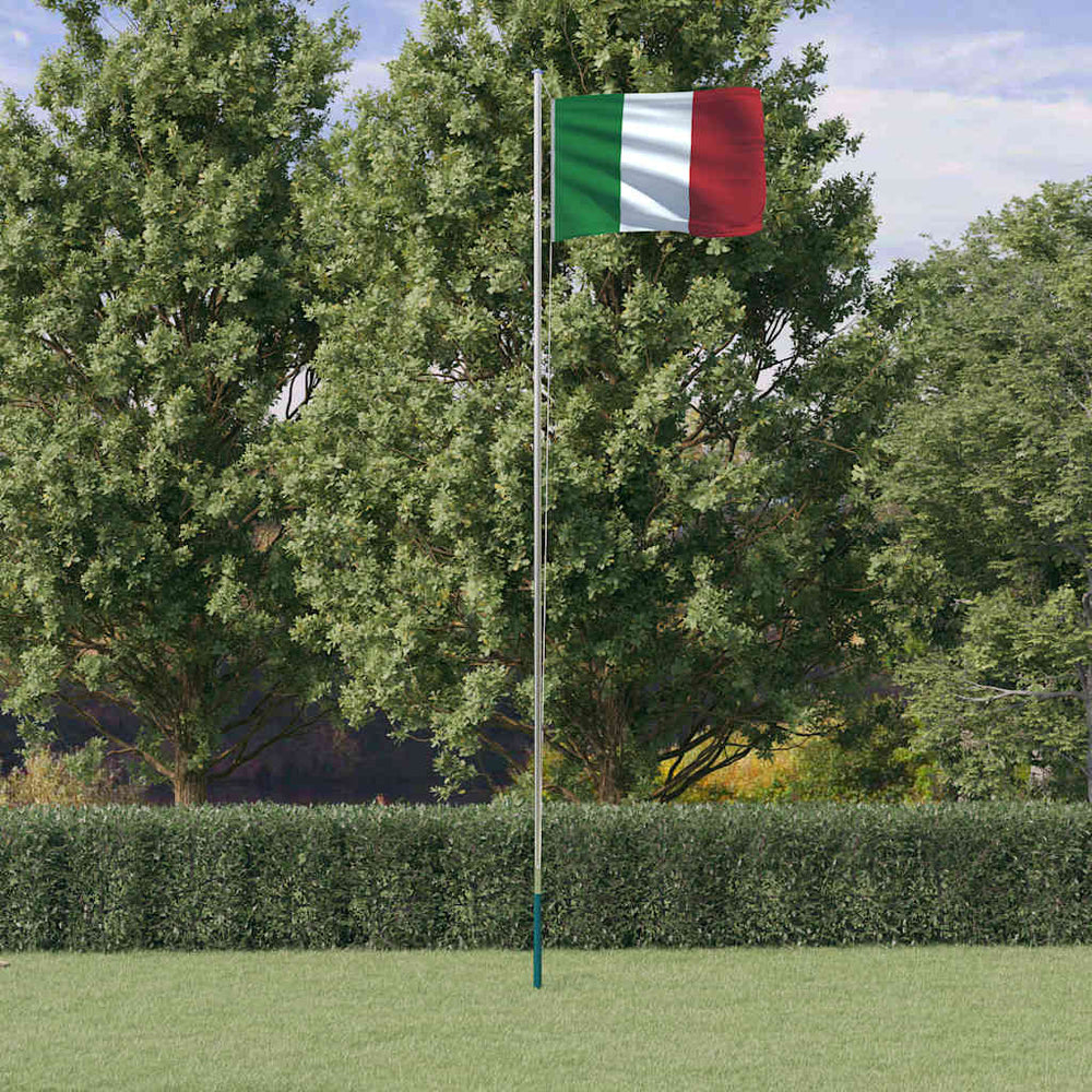 vidaXL Italian Flag with Pole 6.08 m Aluminum