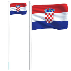 vidaXL Flag of Croatia with Pole 6.08 m Aluminum