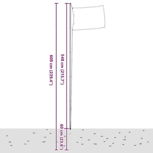 vidaXL Flag of Croatia with Pole 6.08 m Aluminum