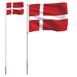 vidaXL Denmark Flag with Pole 5.5 m Aluminium