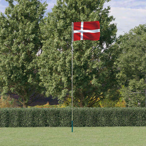vidaXL Denmark Flag with Pole 5.5 m Aluminium