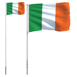 vidaXL Ireland Flag with Pole 5.5 m Aluminum