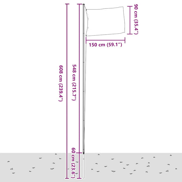 vidaXL Sectional Flagpole Silver 6.08 m Aluminum