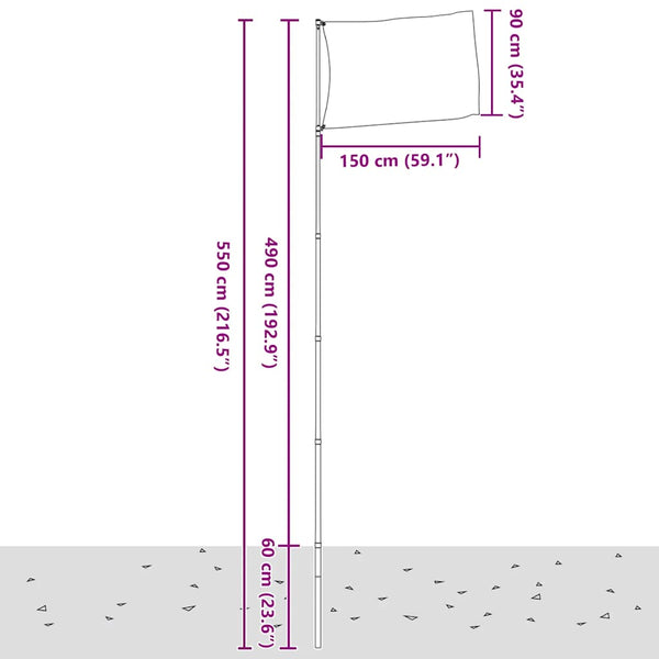 vidaXL Telescopic Flagpole Silver 5.5 m Aluminum