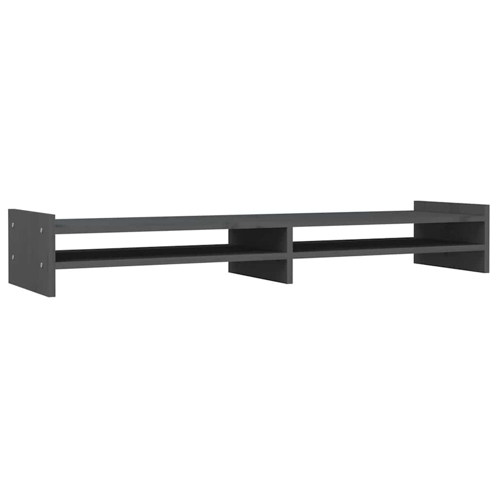 Monitorständer Grau 100 cm Kiefer Massivholz