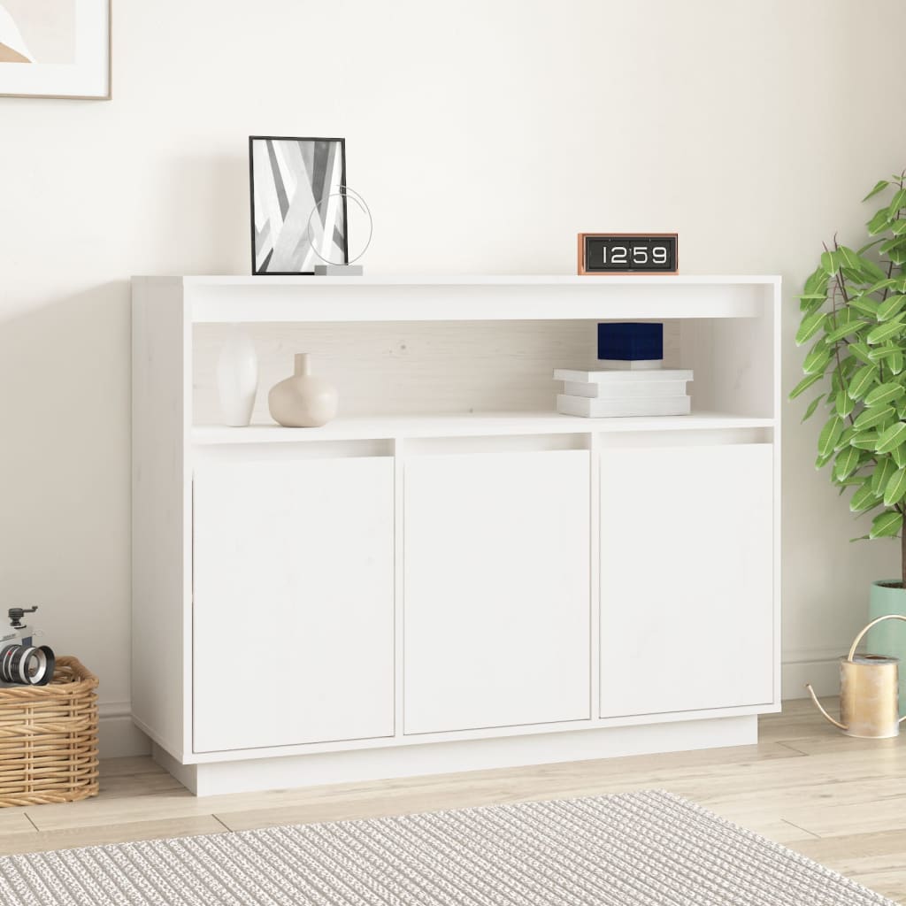 Weißes Sideboard 104,5 cm Kiefer Massivholz