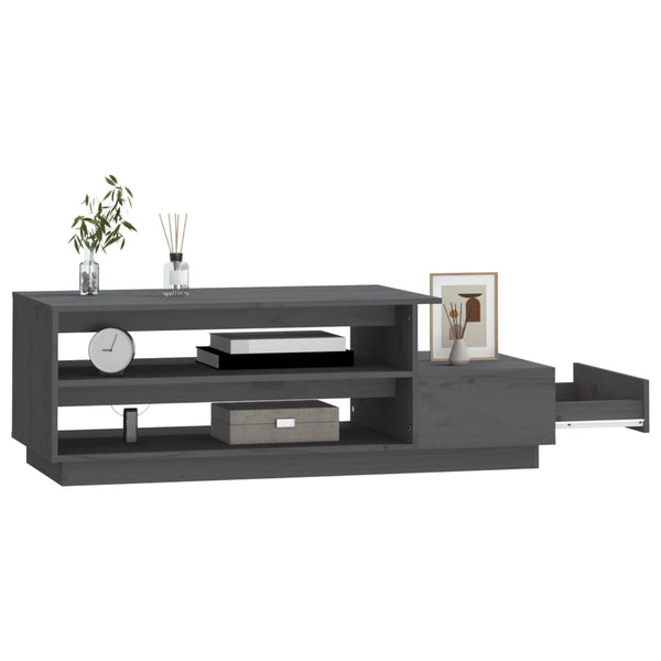 Grauer Couchtisch 120 cm Kiefer Massivholz
