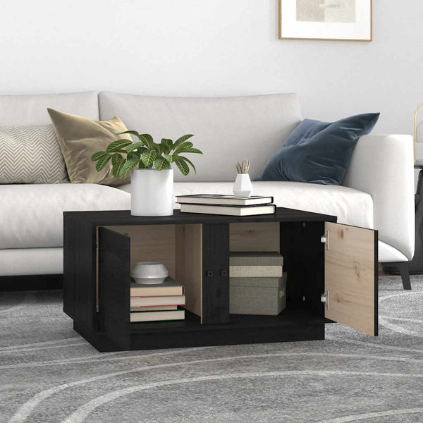 Schwarzer Couchtisch Kiefer Massivholz 80x50 cm