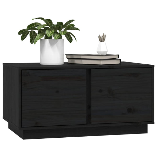 Schwarzer Couchtisch Kiefer Massivholz 80x50 cm