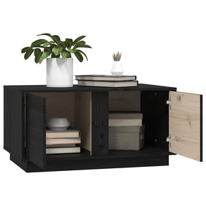 Schwarzer Couchtisch Kiefer Massivholz 80x50 cm