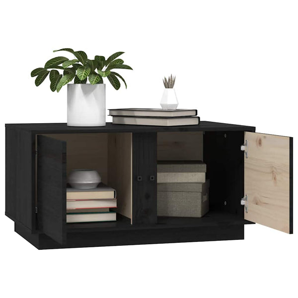 Schwarzer Couchtisch Kiefer Massivholz 80x50 cm