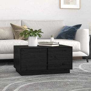 Schwarzer Couchtisch Kiefer Massivholz 80x50 cm