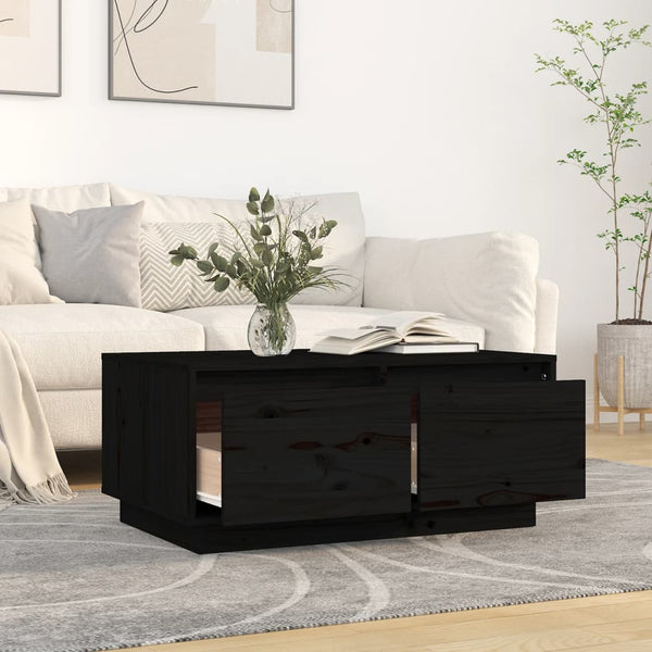 Schwarzer Couchtisch Kiefer 80x50 cm