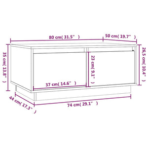 Schwarzer Couchtisch Kiefer 80x50 cm
