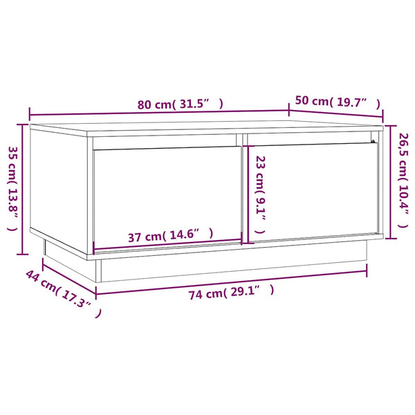 Schwarzer Couchtisch Kiefer 80x50 cm