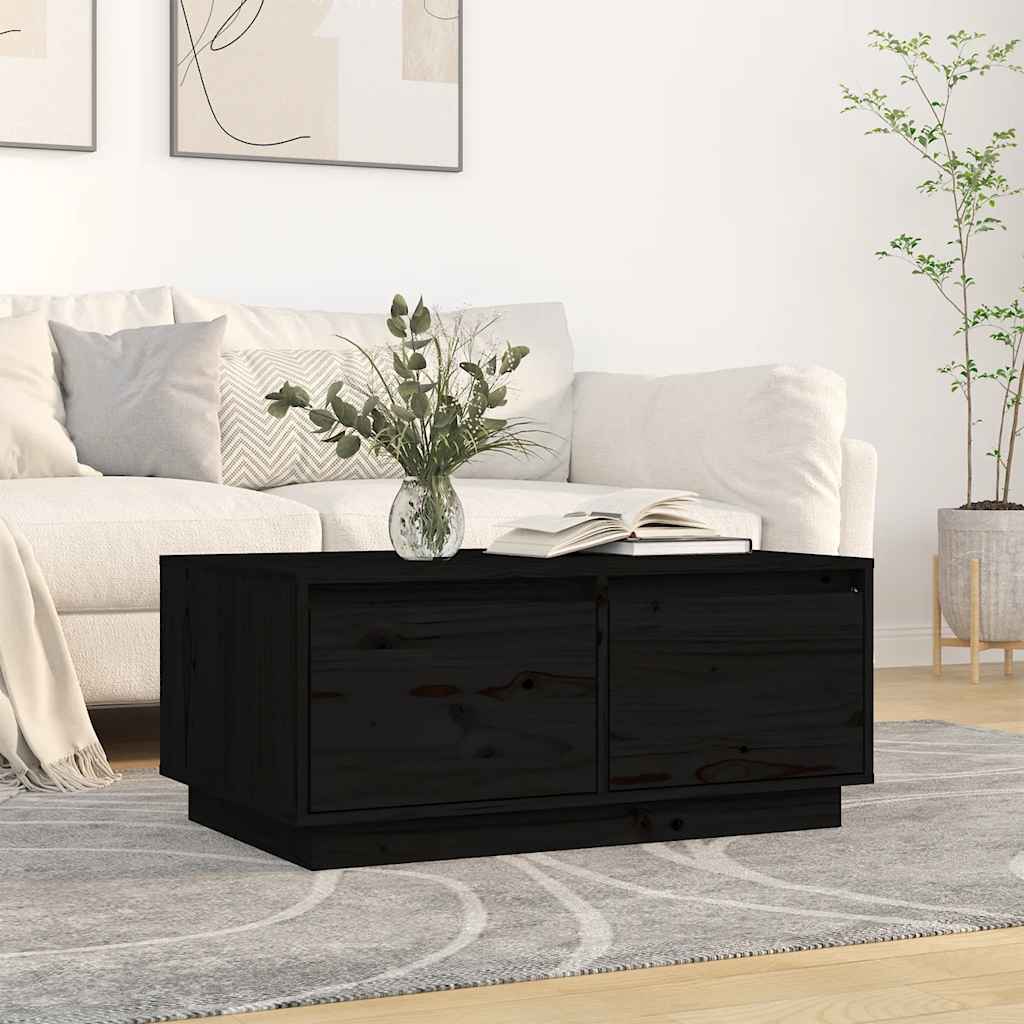 Schwarzer Couchtisch Kiefer 80x50 cm
