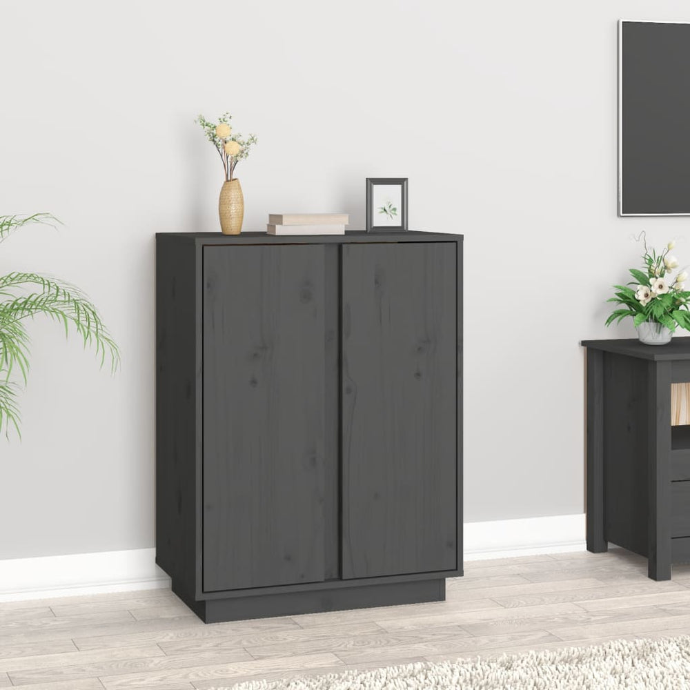 Graues Kiefer Massivholz Sideboard 60x80cm