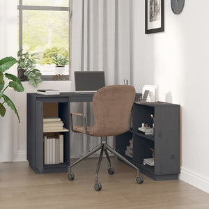 Grauer Kiefer Massivholz Schreibtisch 110x50 cm