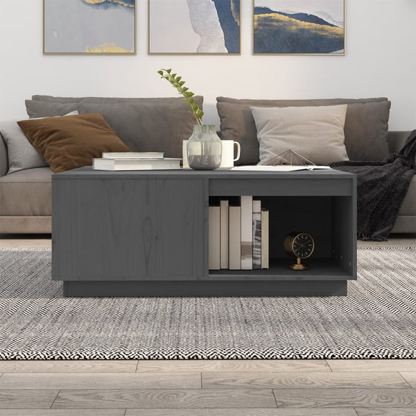 Grauer Couchtisch Kiefer Massivholz 100x101 cm