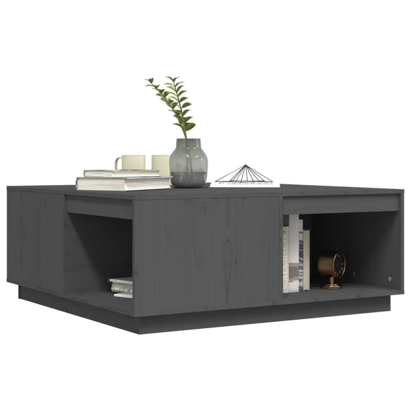 Grauer Couchtisch Kiefer Massivholz 100x101 cm