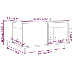 vidaXL Coffee Table Grey 60x61x32.5 cm Solid Pine Wood