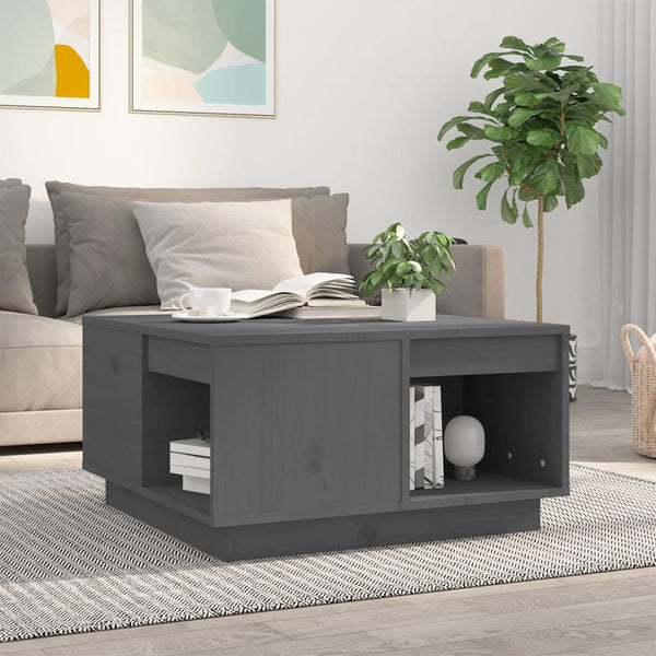 vidaXL Coffee Table Grey 60x61x32.5 cm Solid Pine Wood